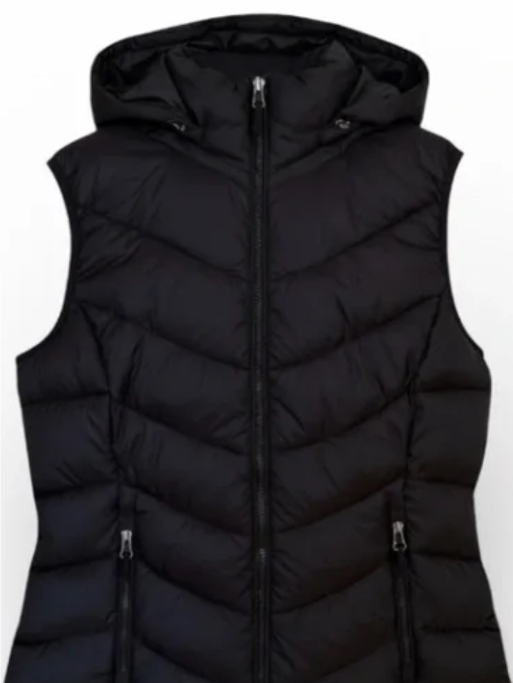 Charter Club Black Hooded Puffer Vest bold Navy blue 16” p2p 25” L